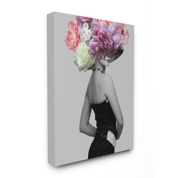 Stupell Industries Fashion Model Portrait Flower Gray Collage Design Canvas Wall Art by Ziwei Li