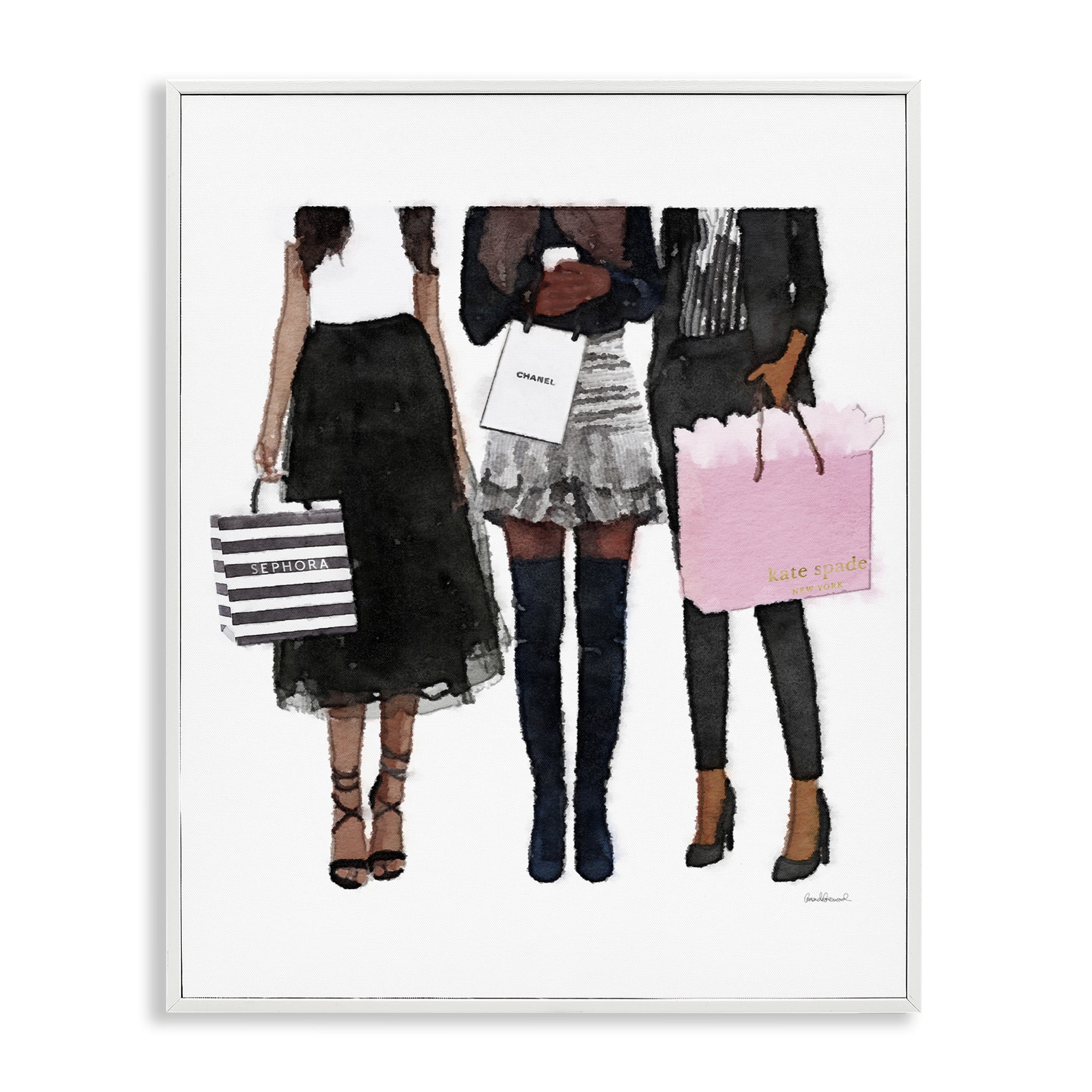 Stupell Industries Fashion Models Glam Watercolor Beauty & Fashion Painting White Framed Art Print Wall Art, 11 x 14