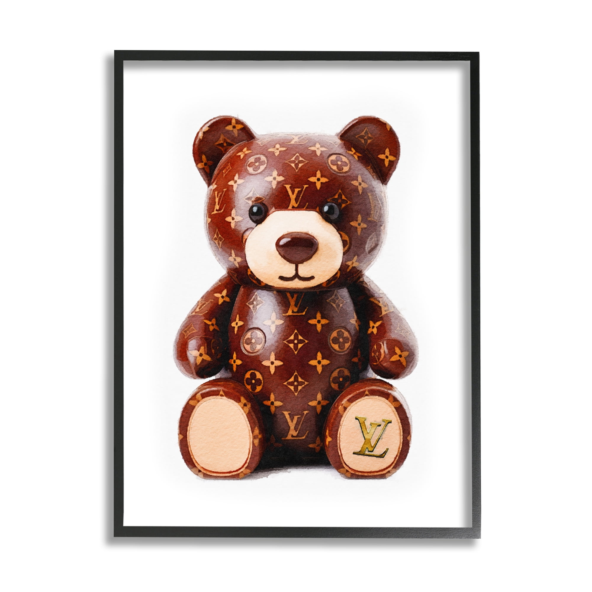Stupell Industries Fashion Patterned Bear Beauty & Fashion Painting Black Framed Art Print Wall Art, 11 x 14