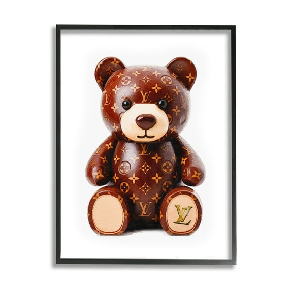 Stupell Industries Fashion Patterned Bear Beauty & Fashion Painting Black Framed Art Print Wall Art, 11 x 14