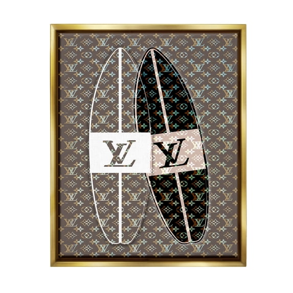 Stupell Industries Fashion Patterned Surf Beauty & Fashion Painting Gold Floater Framed Canvas Art Print Wall Art, 25 x 31