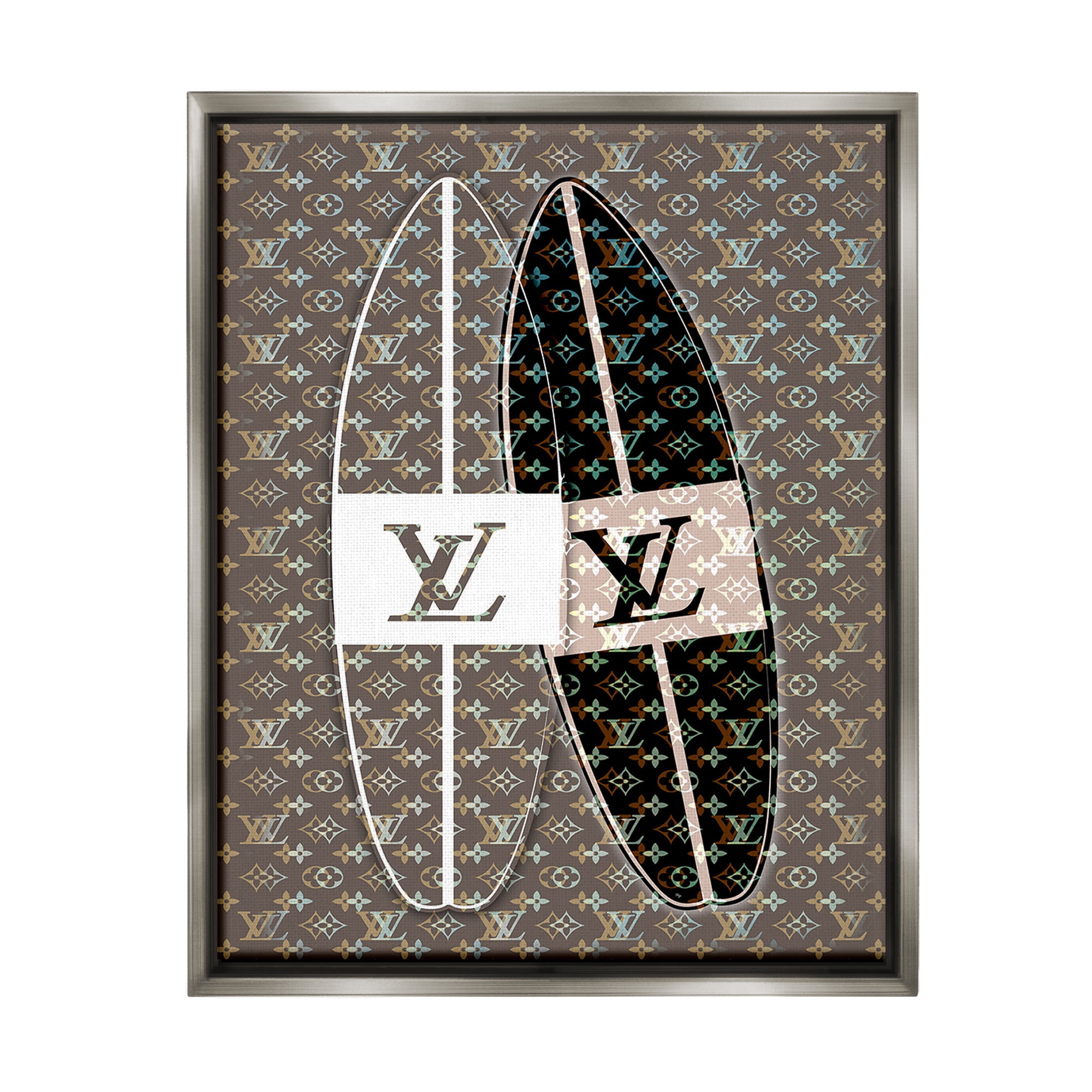 Stupell Industries Fashion Patterned Surf Beauty & Fashion Painting Gray Floater Framed Canvas Art Print Wall Art, 17 x 21