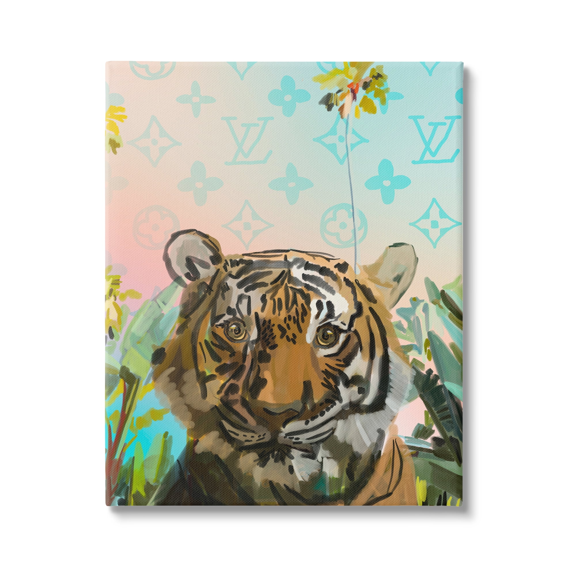 Stupell Industries Fashion Patterned Tiger Animals & Insects Painting Gallery Wrapped Canvas Print Wall Art, 16 x 20