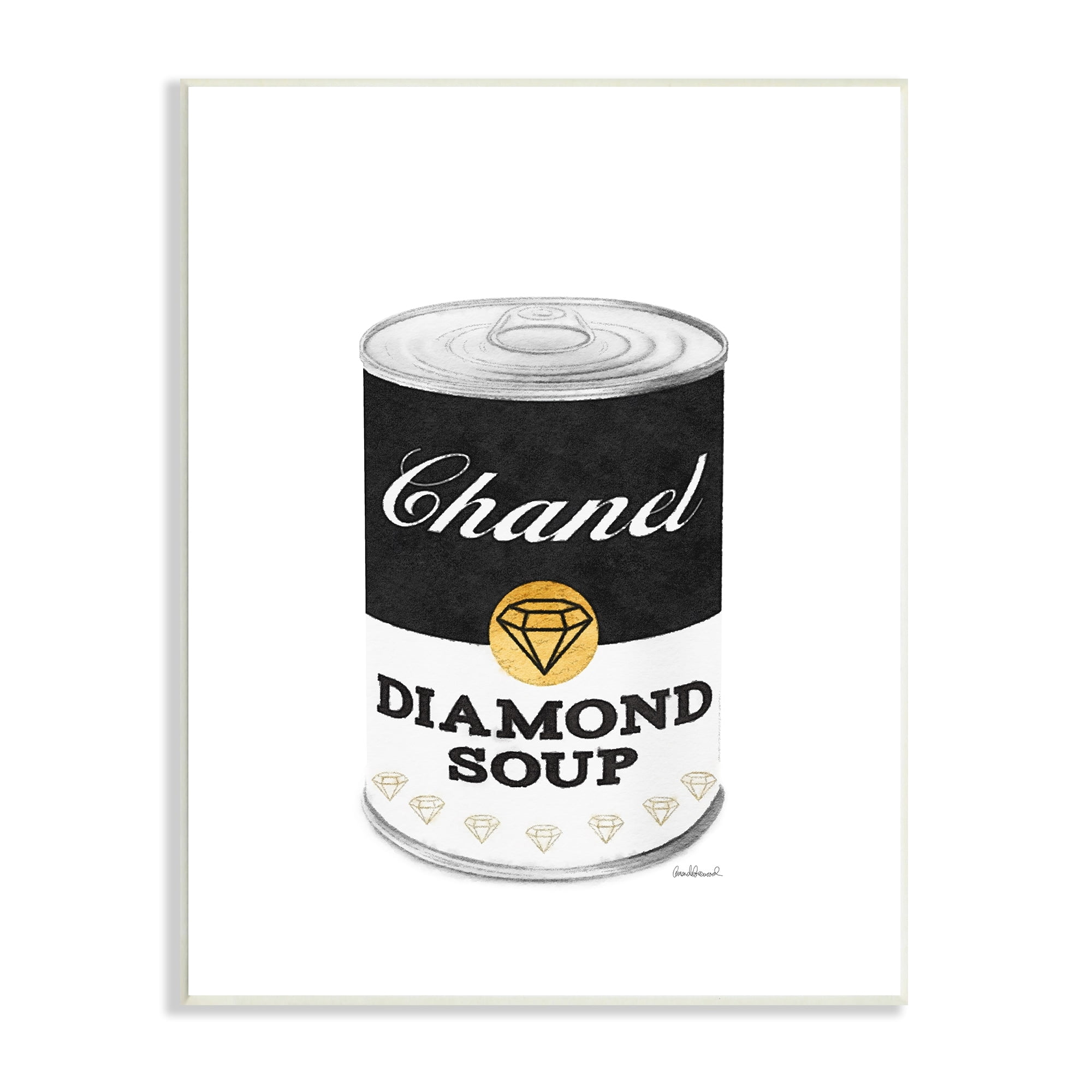 Stupell Industries Fashion Pop Black Soup Can Diamond Glam Designer, 10 x 15, Design by Amanda Greenwood