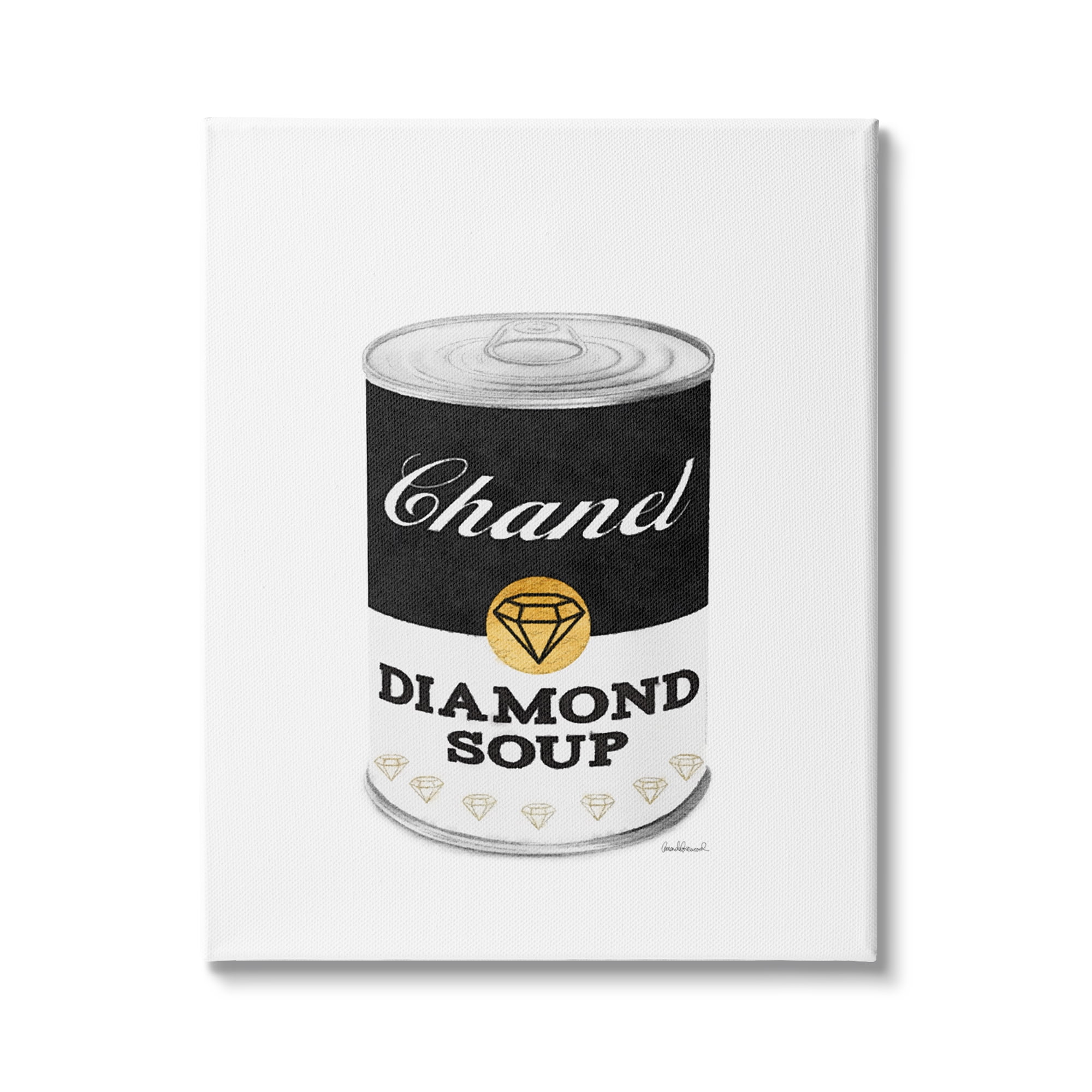 Stupell Industries Fashion Pop Black Soup Can Diamond Glam Designer, 16 x 20, Design by Amanda Greenwood