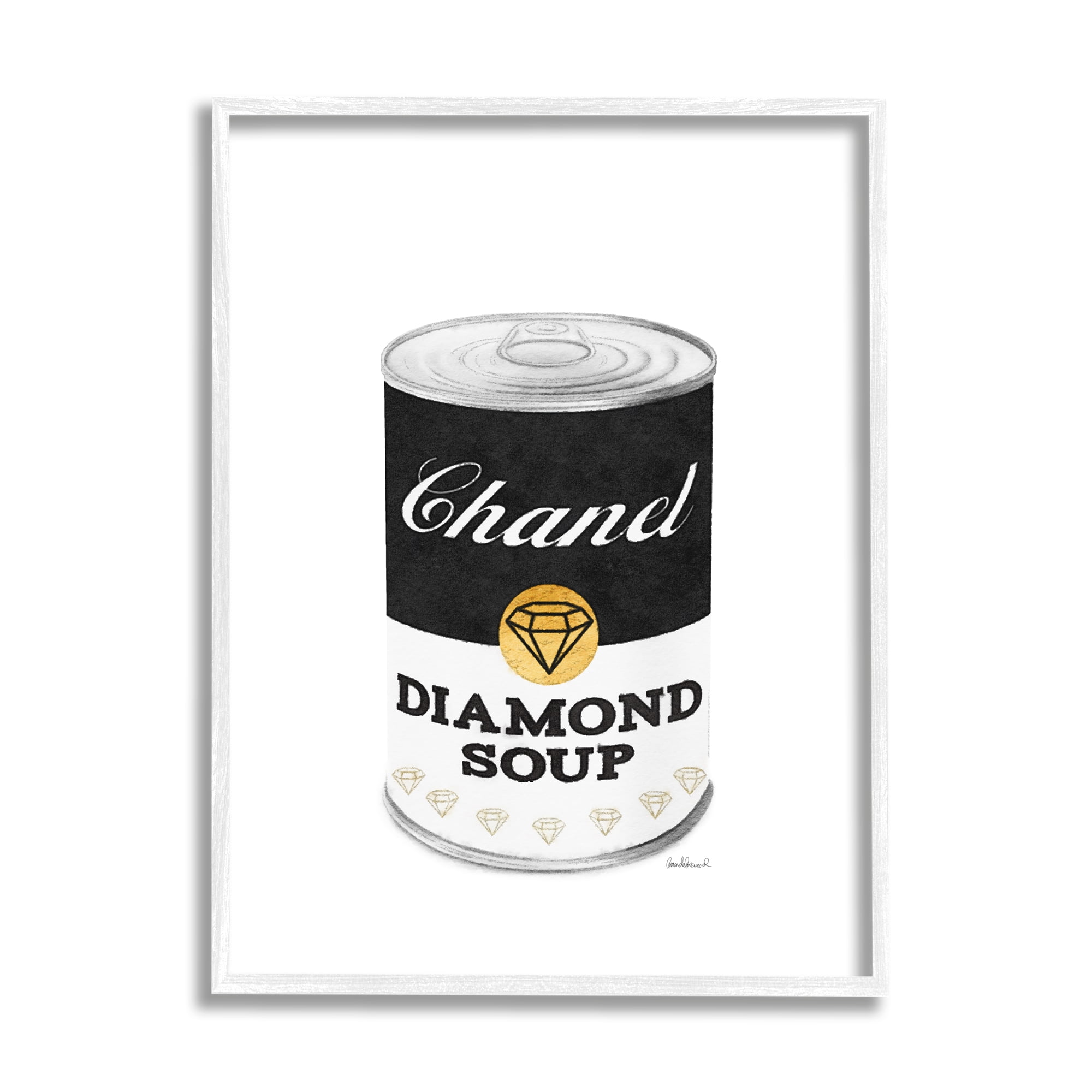 Stupell Industries Fashion Pop Black Soup Can Diamond Glam Designer, 16 x 20, Design by Amanda Greenwood