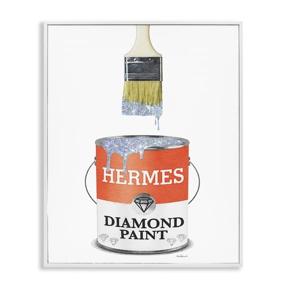 Stupell Industries Eclectic Fashion Pop Diamond Paint Can Designer Soup Red White Framed Giclee Art, 24 x 30, by Amanda Greenwood