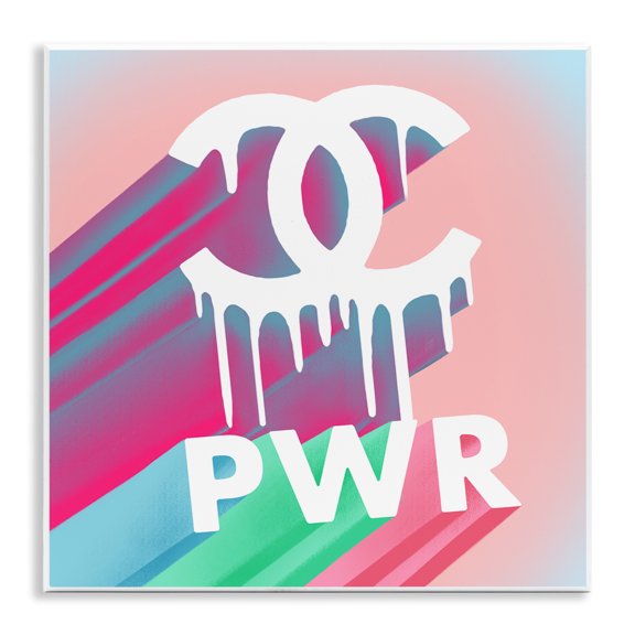 Stupell Industries Glam Paint Drip Fashion PWR Wall Plaque Art, 12 x 12, by Ziwei Li