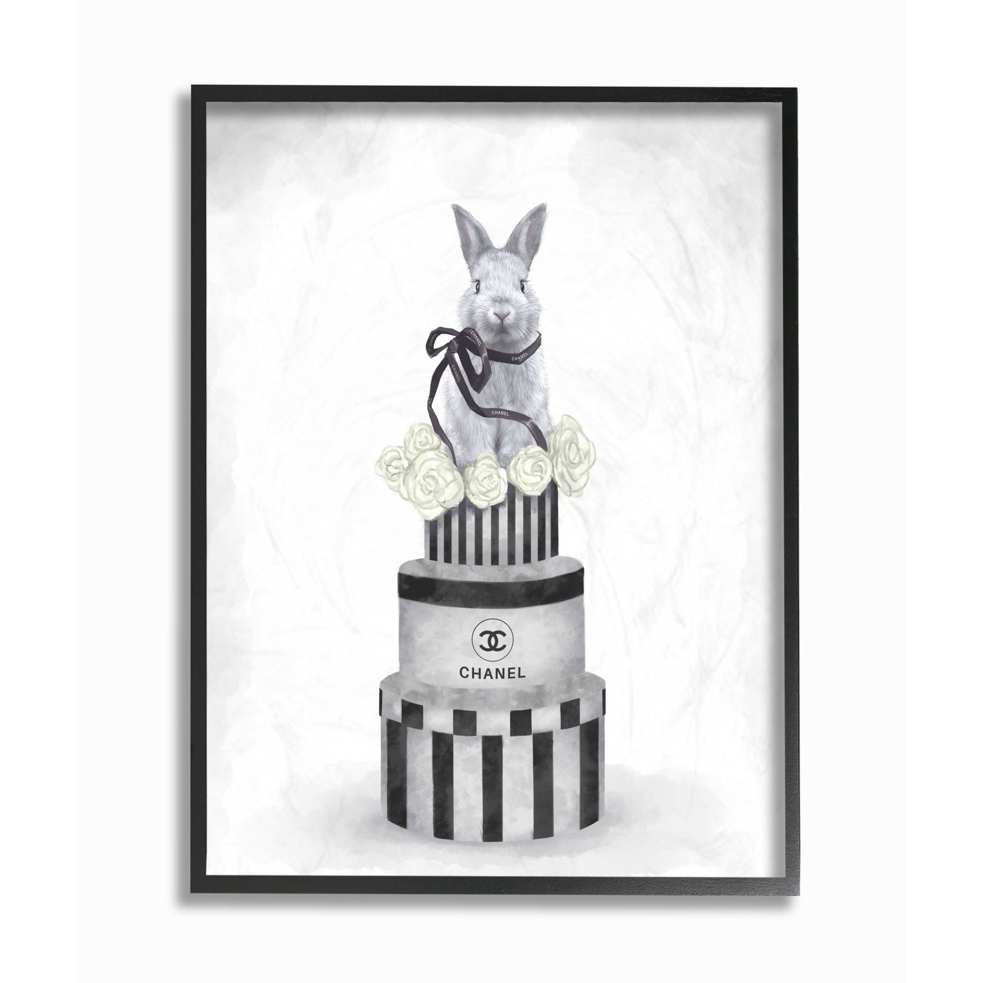 Stupell Industries Fashion Rabbit Box Stack Neutral Gray Painting Framed Wall Art by Ziwei Li