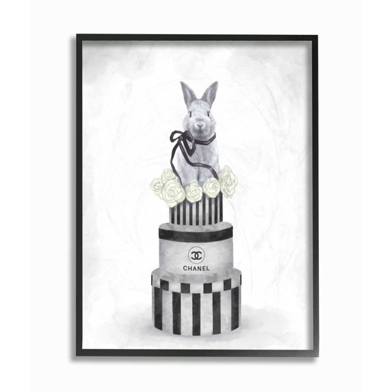 Stupell Industries Fashion Rabbit Box Stack Neutral Gray Painting Framed Wall Art by Ziwei Li