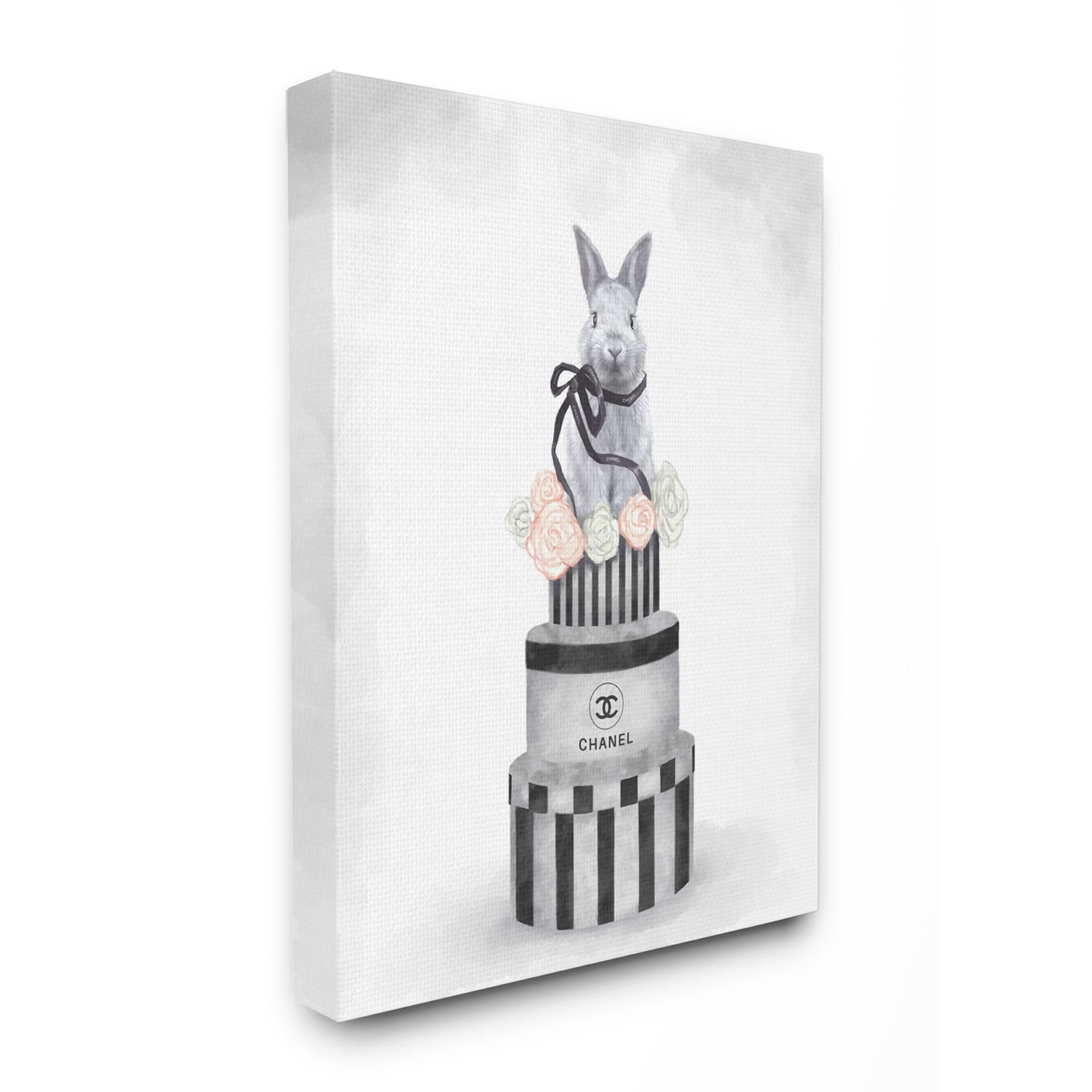 Stupell Industries Fashion Rabbit Box Stack Pink Neutral Gray Painting Canvas Wall Art by Ziwei Li