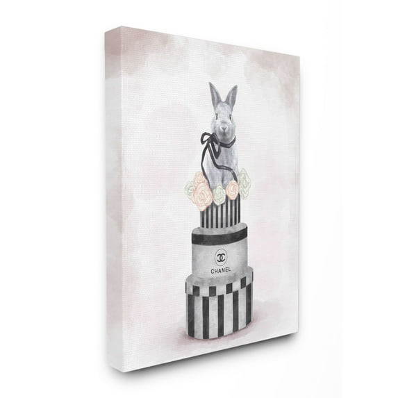 Stupell Industries Fashion Rabbit Box Stack Pink Painting Canvas Wall Art by Ziwei Li