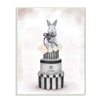 Stupell Industries Fashion Rabbit Box Stack Pink Painting Wall Plaque by Ziwei Li