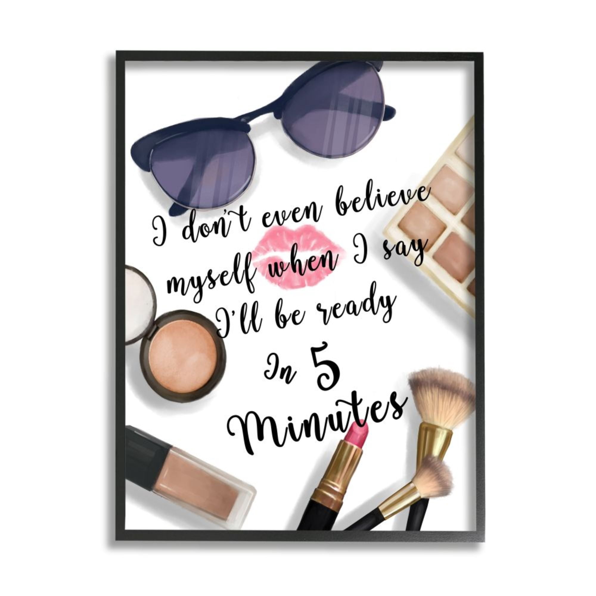 Stupell Industries Fashion Ready in Five Quote Glam Humor Design by Ziwei Li