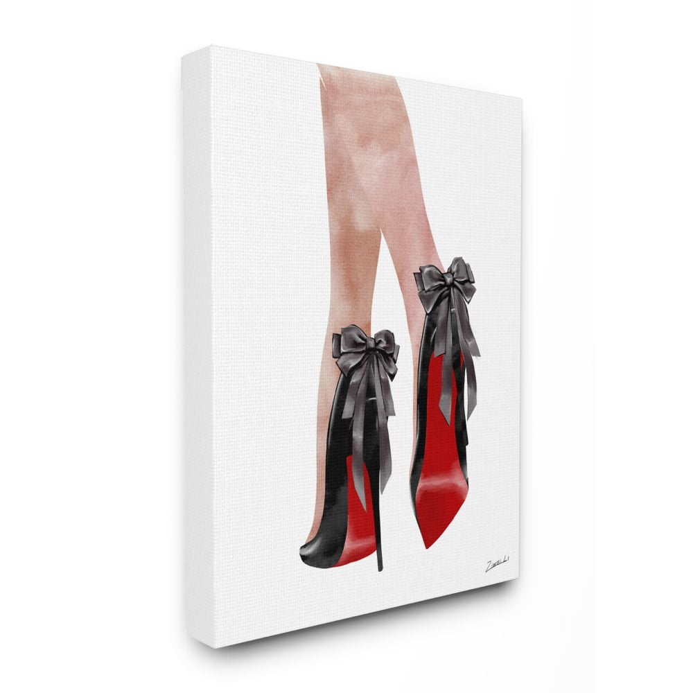 Stupell Industries Blue Bow Heels Above Iconic Designer Books Wall Art, 13 x 19, White