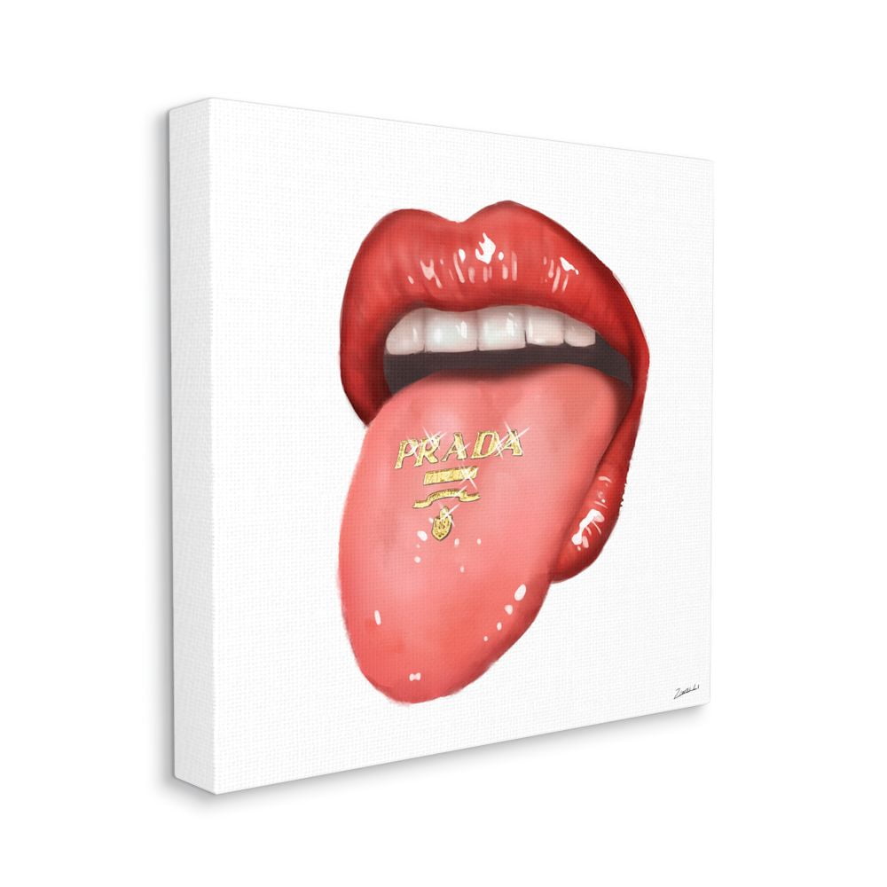 Stupell Industries Fashion Red Lips with Tongue Out Designer Accent Designed by Ziwei Li