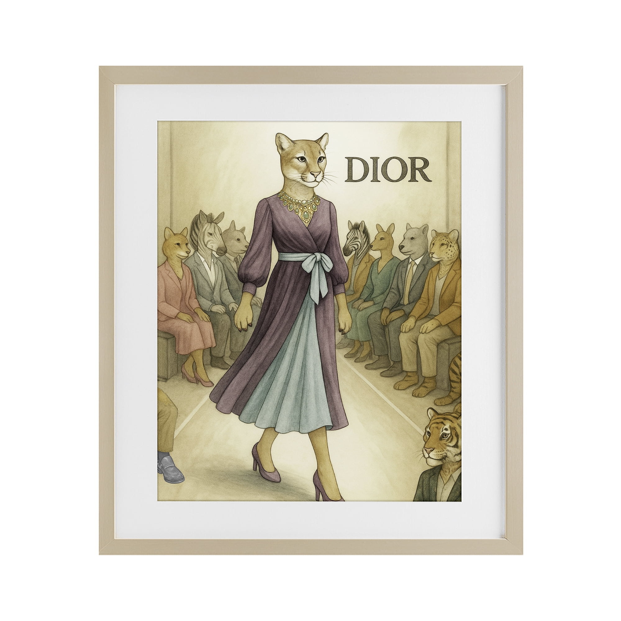 Stupell Industries Fashion Runway Cougar Birch Framed Print Under Glass, design by Grotto Studios