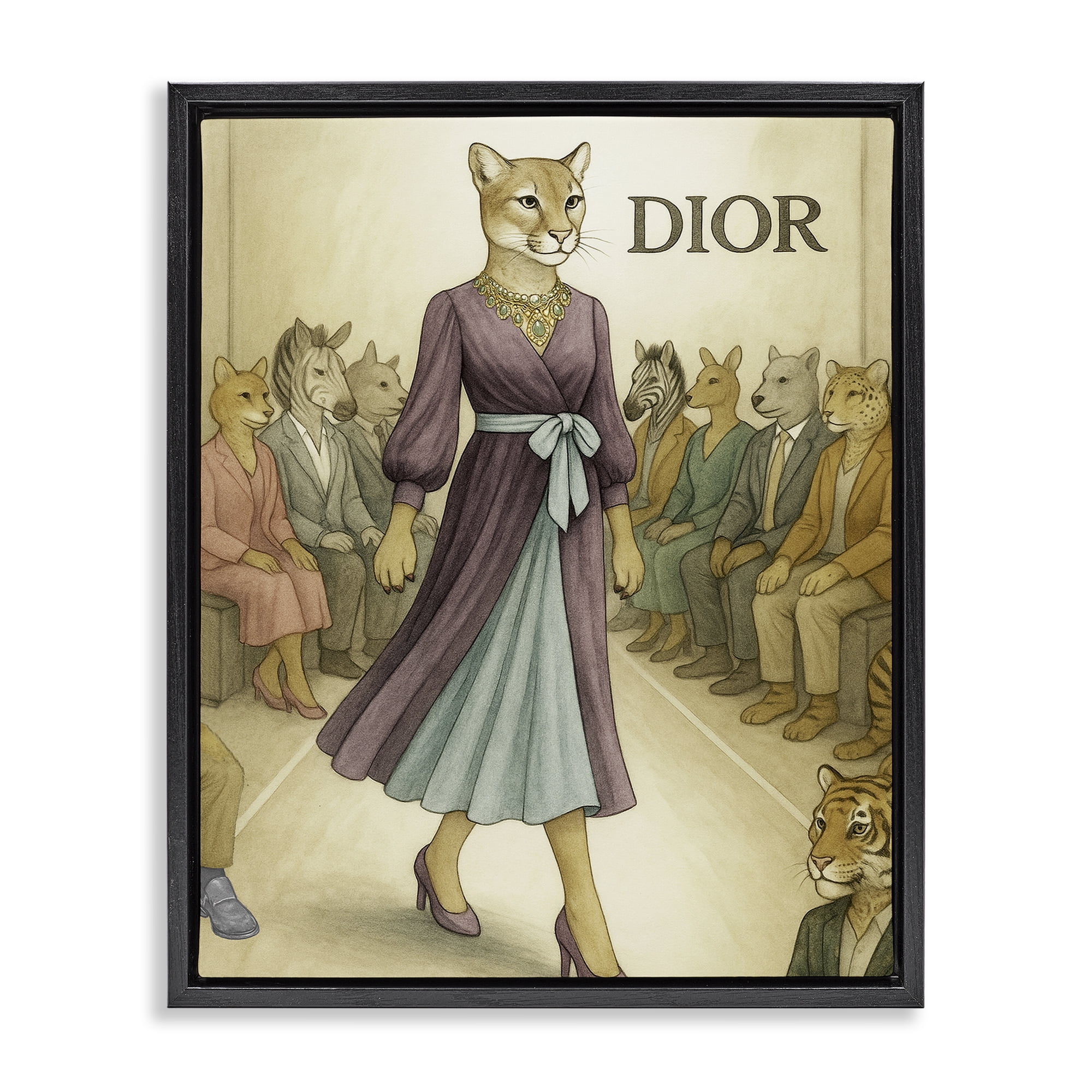 Stupell Industries Fashion Runway Cougar Black Framed Floater Canvas Wall Art, design by Grotto Studios
