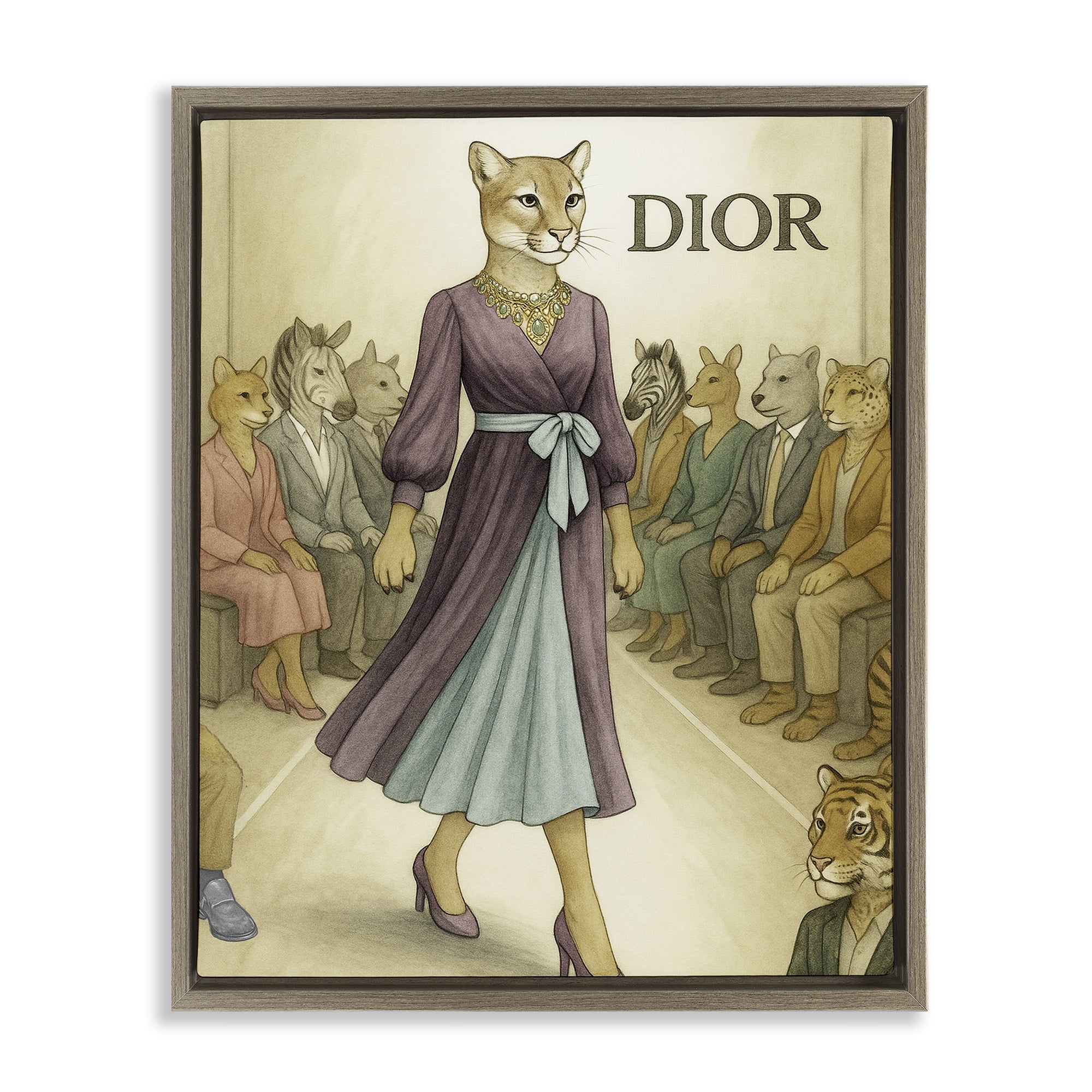 Stupell Industries Fashion Runway Cougar Brown Framed Floater Canvas Wall Art, design by Grotto Studios