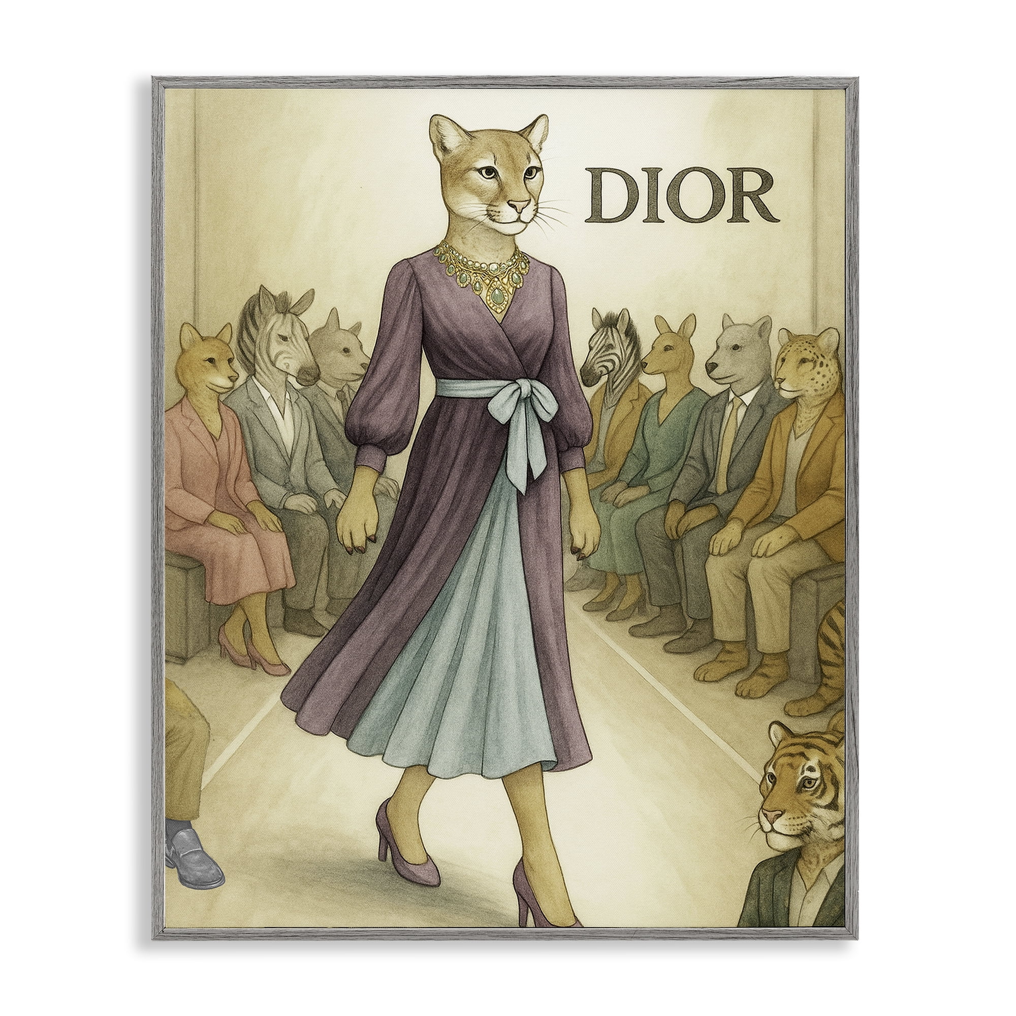 Stupell Industries Fashion Runway Cougar Gray Framed Giclee Art, design by Grotto Studios