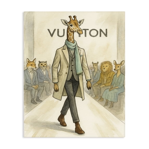 Stupell Industries Shabby Chic Fashion Runway Giraffe Canvas Art, 24 x 30, by Grotto Studios