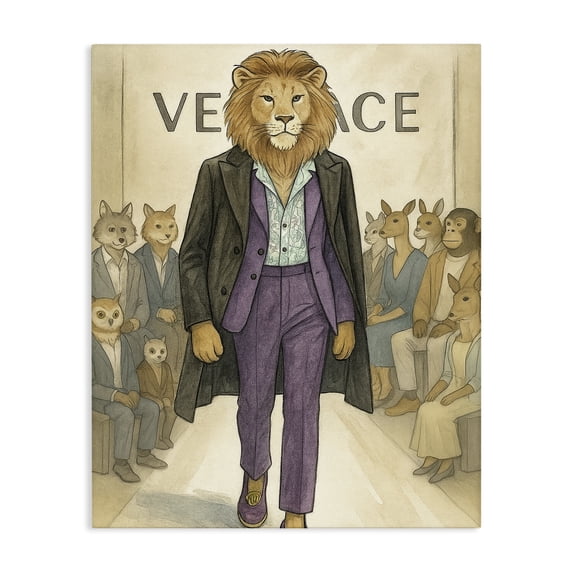Stupell Industries Victorian Fashion Runway Lion Canvas Art, 16 x 20, by Grotto Studios