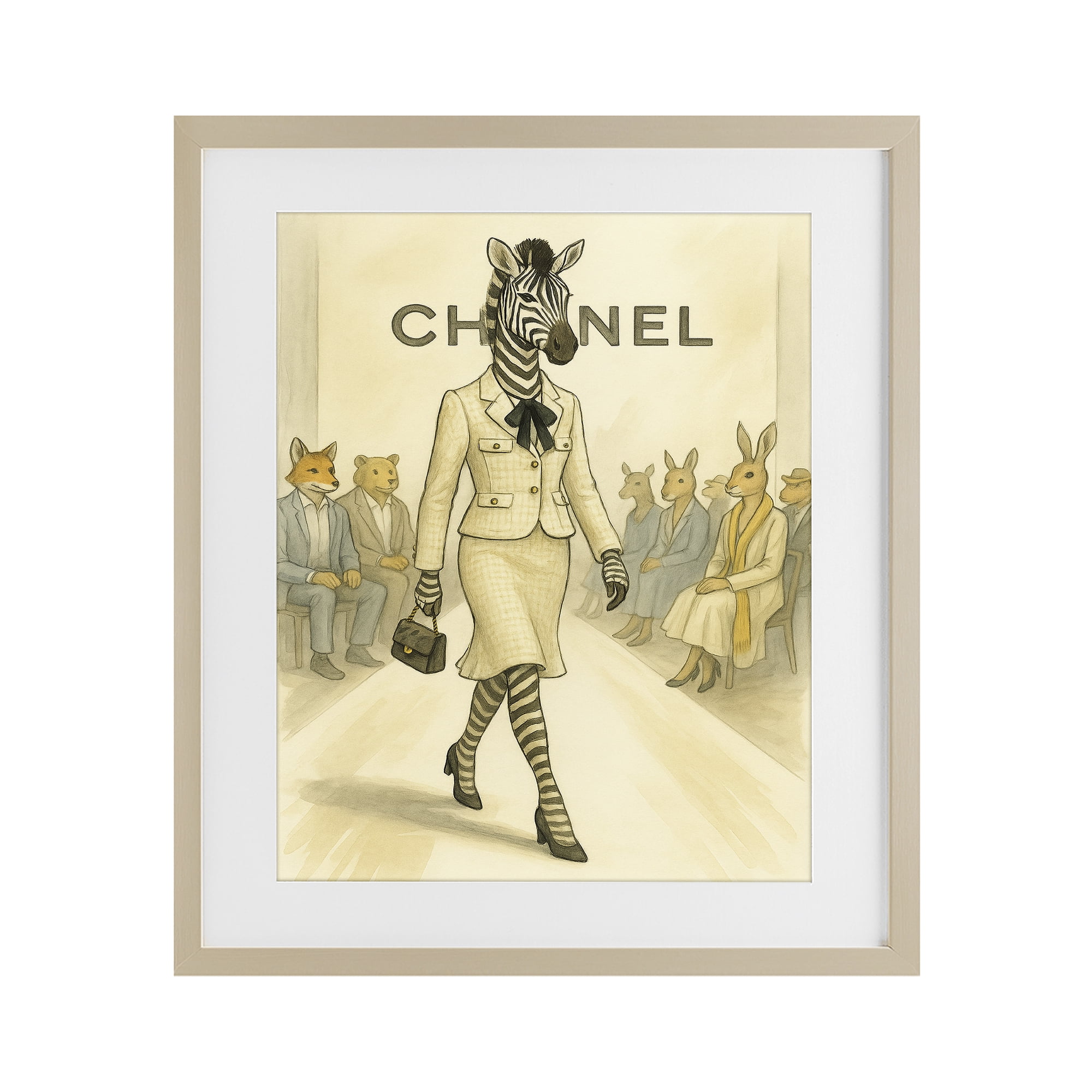 Stupell Industries Fashion Runway Zebra Birch Framed Print Under Glass, design by Grotto Studios