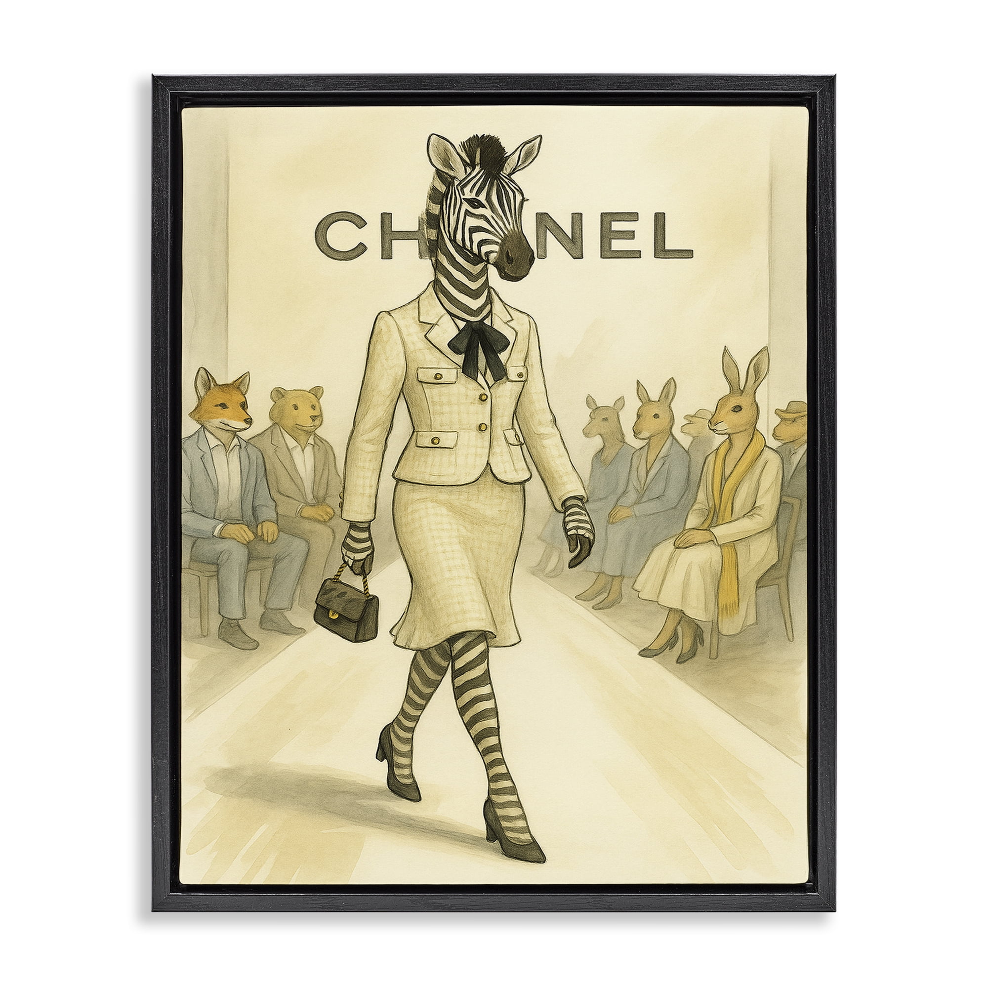 Stupell Industries Fashion Runway Zebra Black Framed Floater Canvas Wall Art, design by Grotto Studios