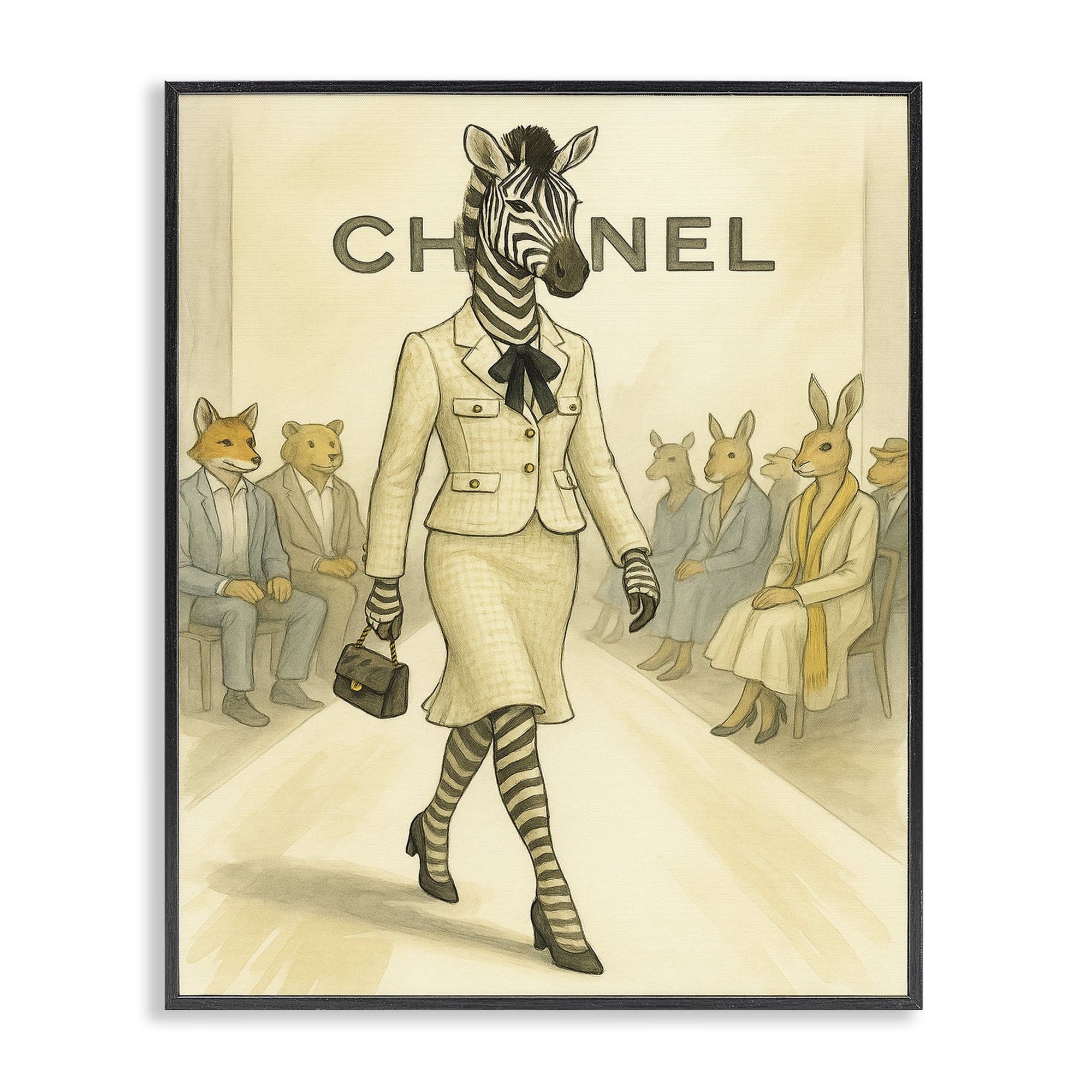 Stupell Industries Fashion Runway Zebra Black Framed Giclee Art, design by Grotto Studios