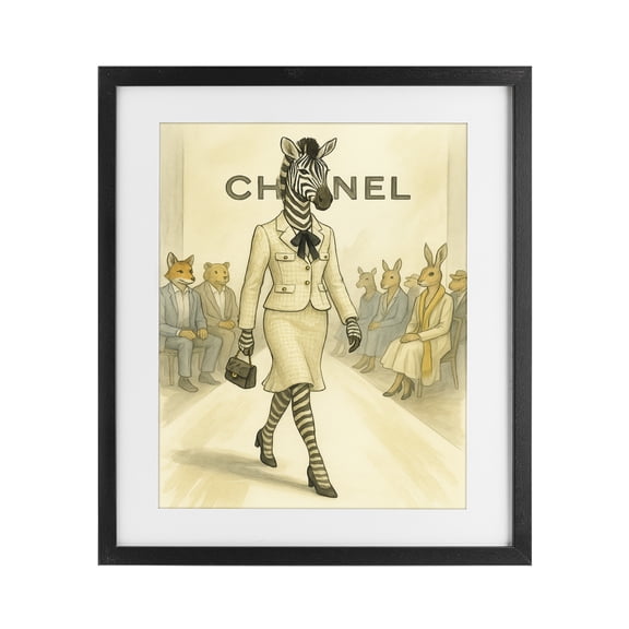 Stupell Industries Fashion Runway Zebra Black Framed Print Under Glass, design by Grotto Studios