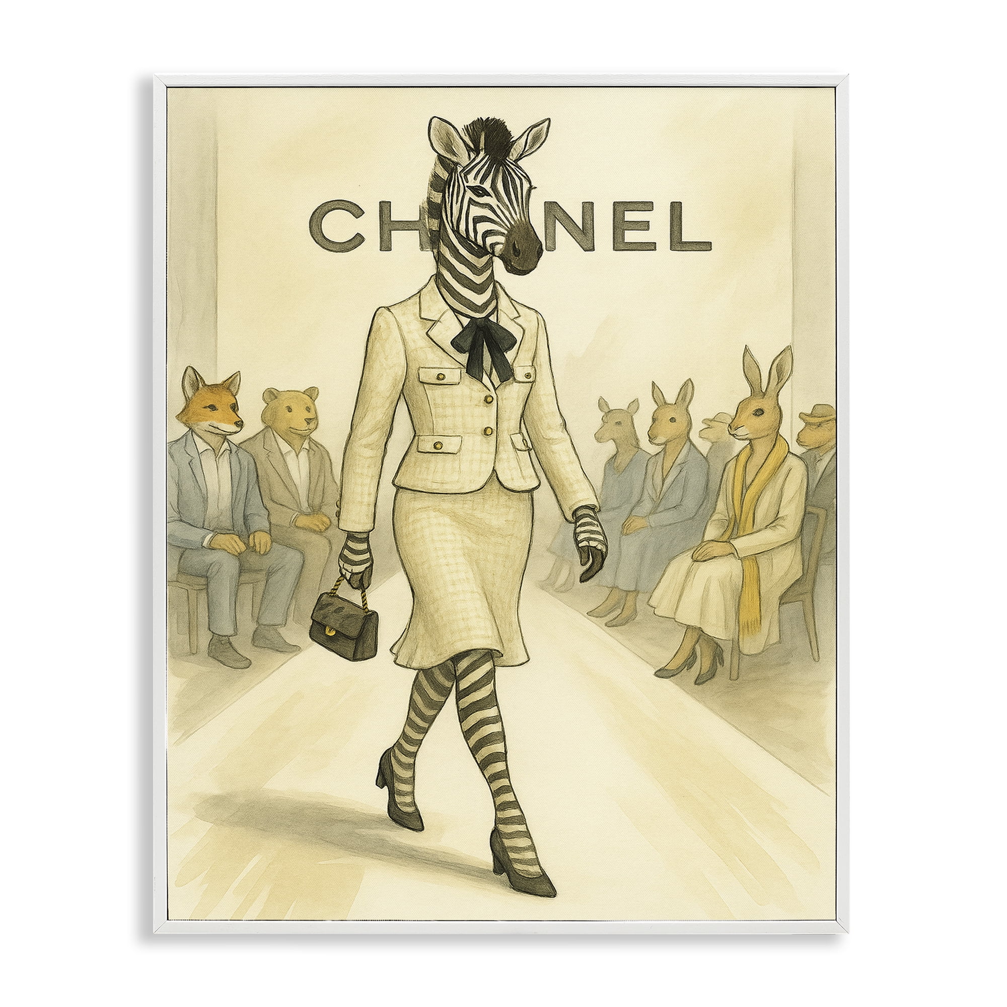 Stupell Industries Fashion Runway Zebra White Framed Giclee Art, design by Grotto Studios