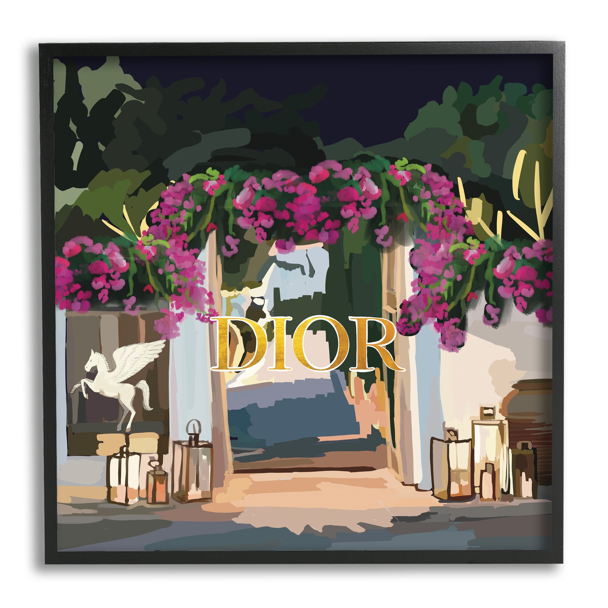 Stupell Industries Fashion Shop Landscape Botanical & Floral Painting Black Framed Art Print Wall Art, 24 x 24