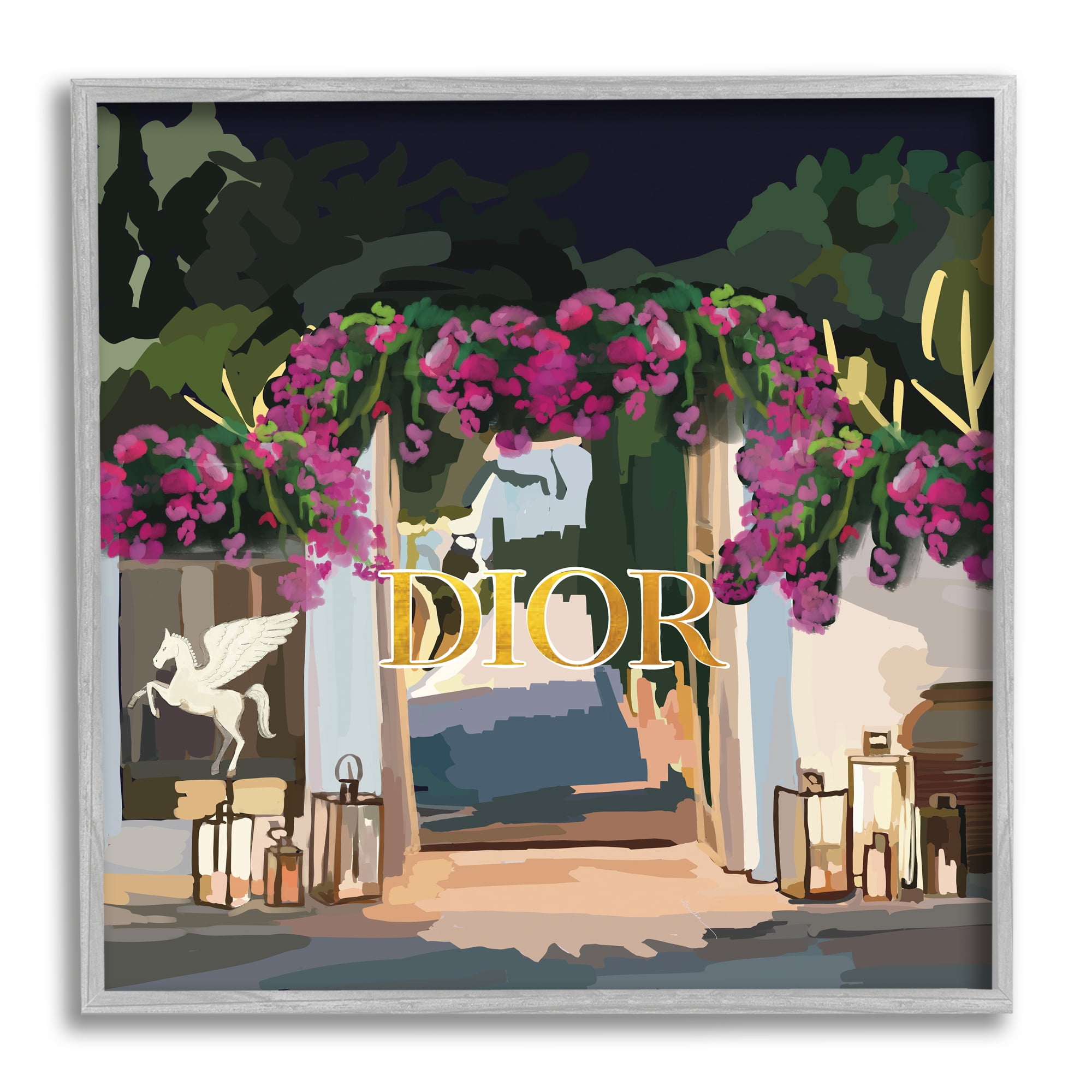 Stupell Industries Fashion Shop Landscape Botanical & Floral Painting Gray Framed Art Print Wall Art, 12 x 12