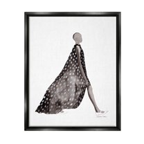 Stupell Industries Fashion Silhouette Girl Beauty & Fashion Painting Black Floater Framed Art Print Wall Art, 17 x 21