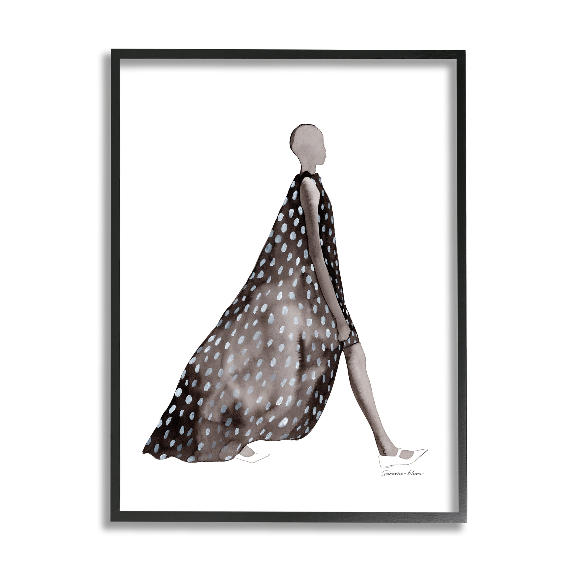 Black Framed Fashion Silhouette Girl Canvas Print, 16 x 20