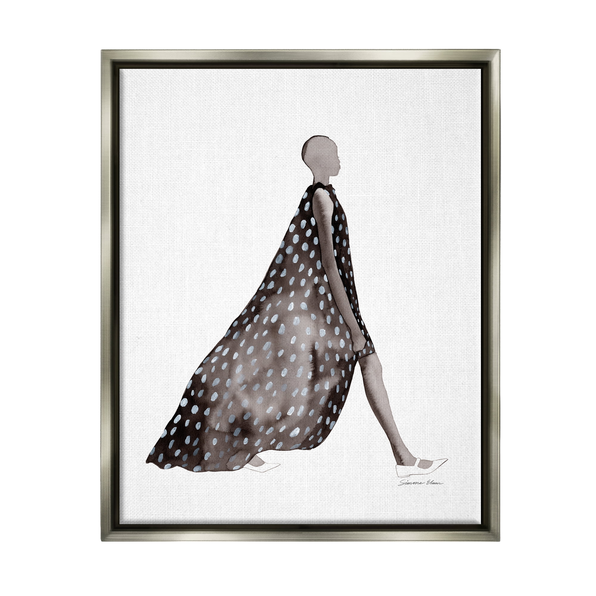 Stupell Industries Fashion Silhouette Girl Beauty & Fashion Painting Gray Floater Framed Art Print Wall Art, 25 x 31