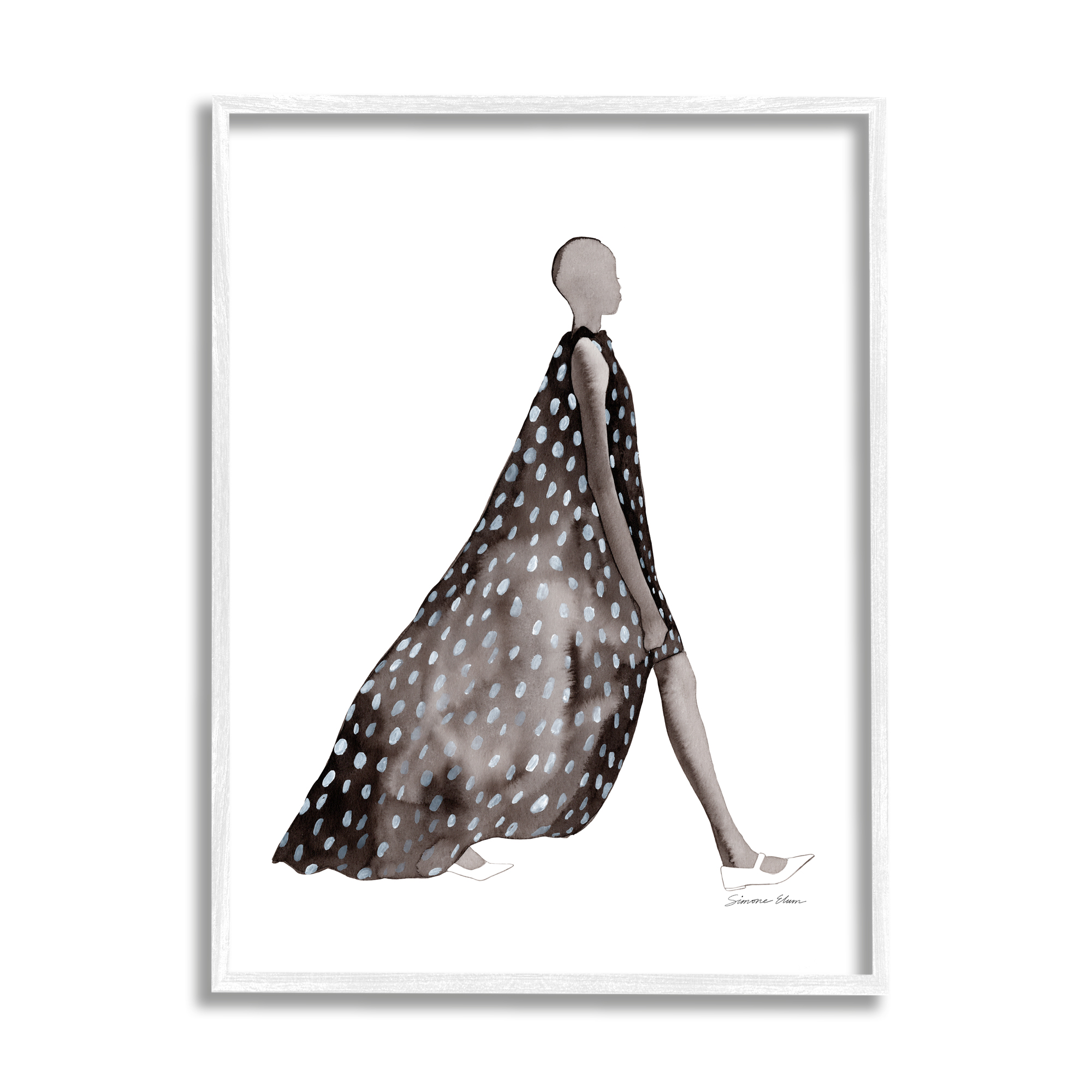Stupell Industries Fashion Silhouette Girl Beauty & Fashion Painting White Framed Art Print Wall Art, 16 x 20