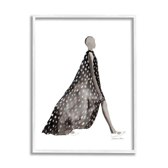 Stupell Fashion Silhouette Girl Beauty & Fashion Painting White Framed Art Print Wall Art, 24 x 30