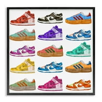 Stupell Industries Fashion Sneakers Array Fashion Painting Black Framed Art Print Wall Art, 12 x 12