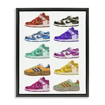 Stupell Industries Fashion Sneakers Assortment Fashion Painting Black Floater Framed Canvas Art Print Wall Art, 17 x 21