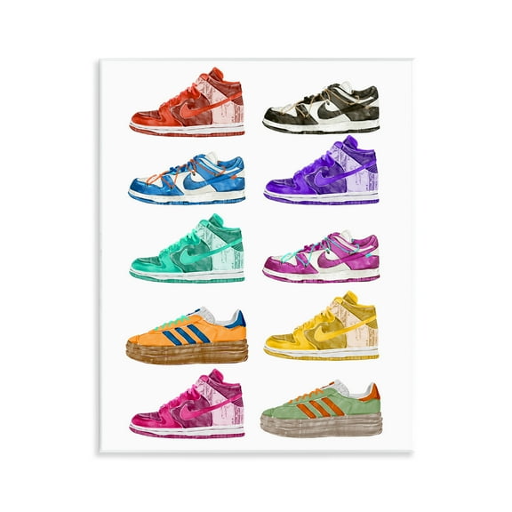 Stupell Industries Fashion Sneakers Assortment Fashion Painting Unframed Art Print Wall Art, 11 x 14
