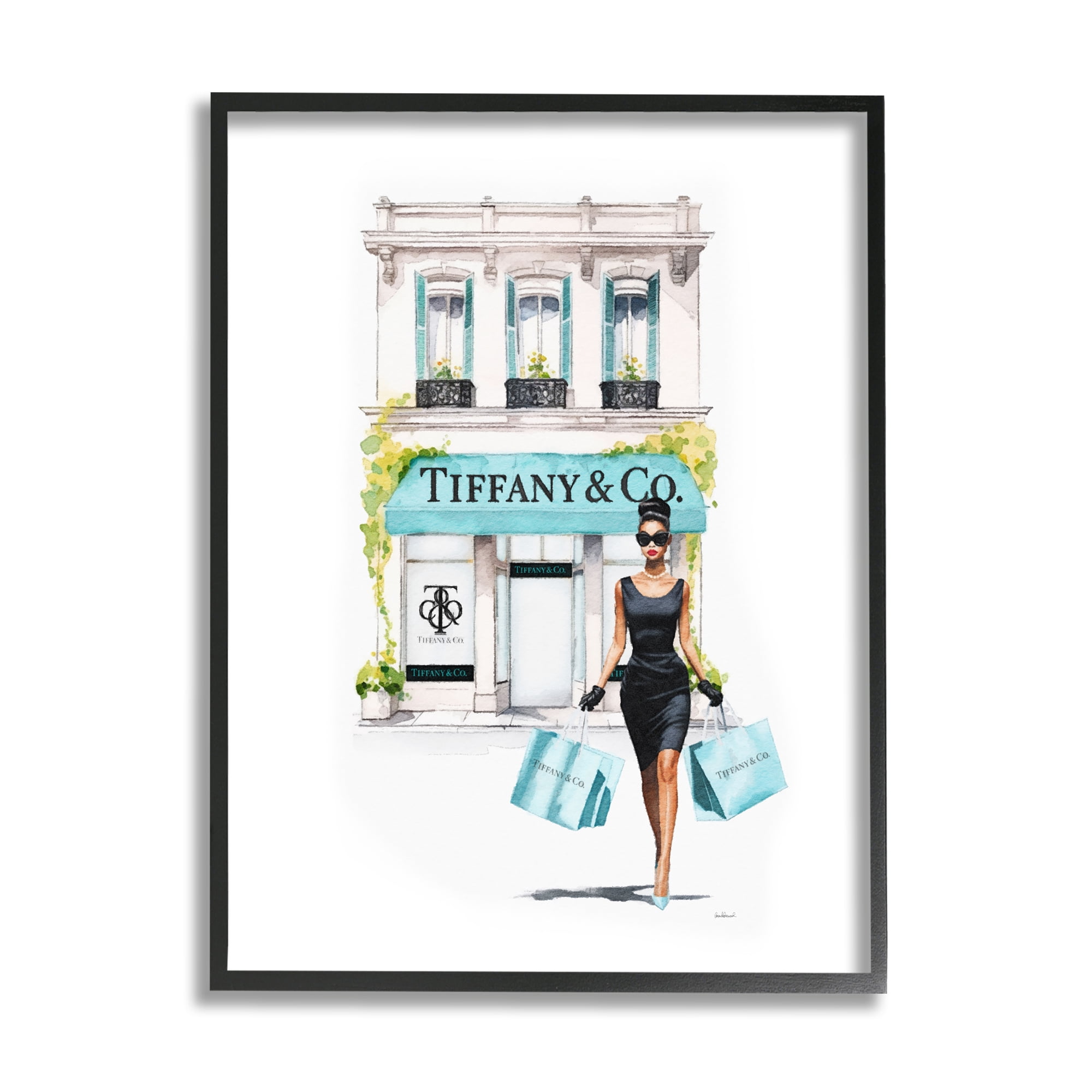 Stupell Industries Fashion Storefront Shopping Town & City Painting Black Framed Art Print Wall Art, 16 x 20
