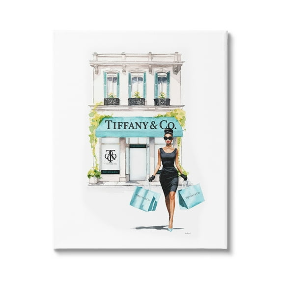 Stupell Industries Fashion Storefront Shopping Town & City Painting Gallery Wrapped Canvas Art Print Wall Art, 16 x 20