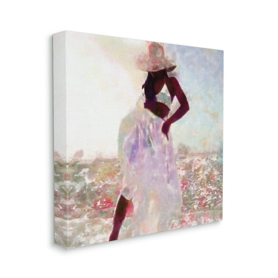 Stupell Industries Fashion Style Female Dancing in Floral Field Novelty Painting Gallery Wrapped Canvas Art Print Wall Art, 24 x 24