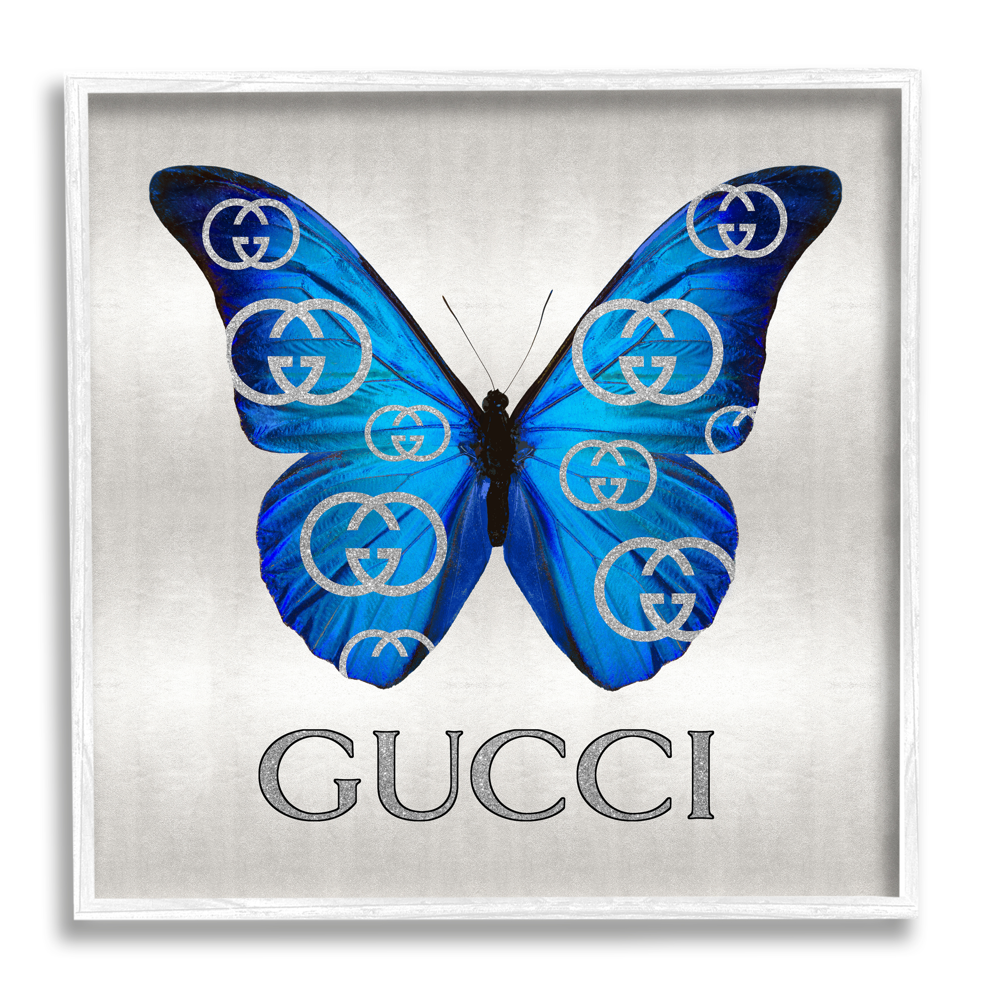 Stupell Industries Fashion Symbol Butterfly Animals & Insects Painting White Framed Art Print Wall Art, 17 x 17