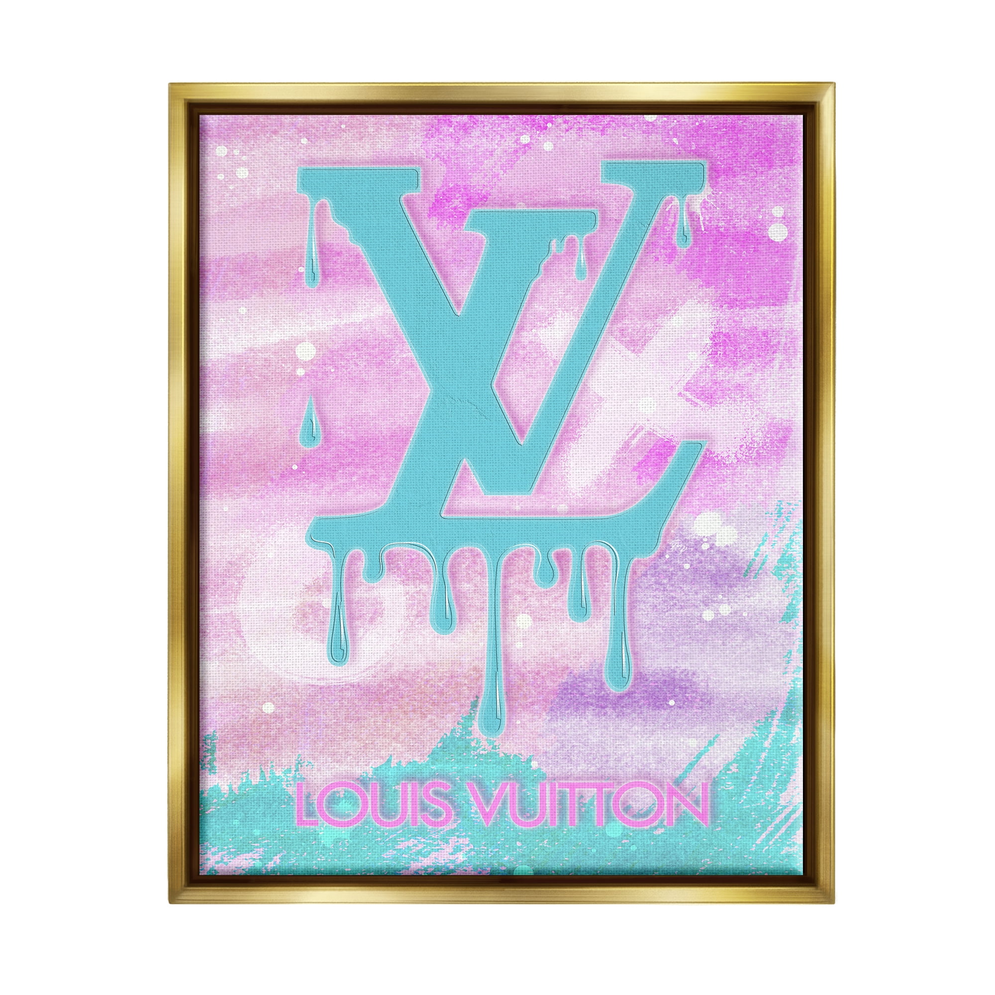 Stupell Industries Fashion Symbol Dripping Typography Painting Gold Floater Framed Art Print Wall Art, 25 x 31