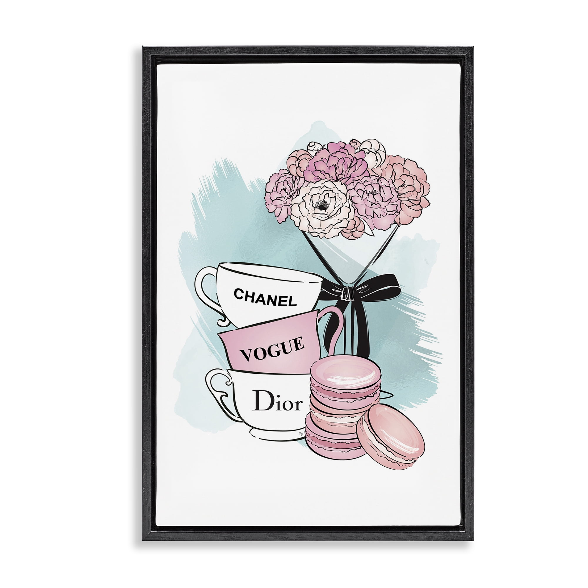 Stupell Industries Fashion Tea Party Food & Beverage Painting Black Floater Framed Art Print Wall Art, 21 x 31