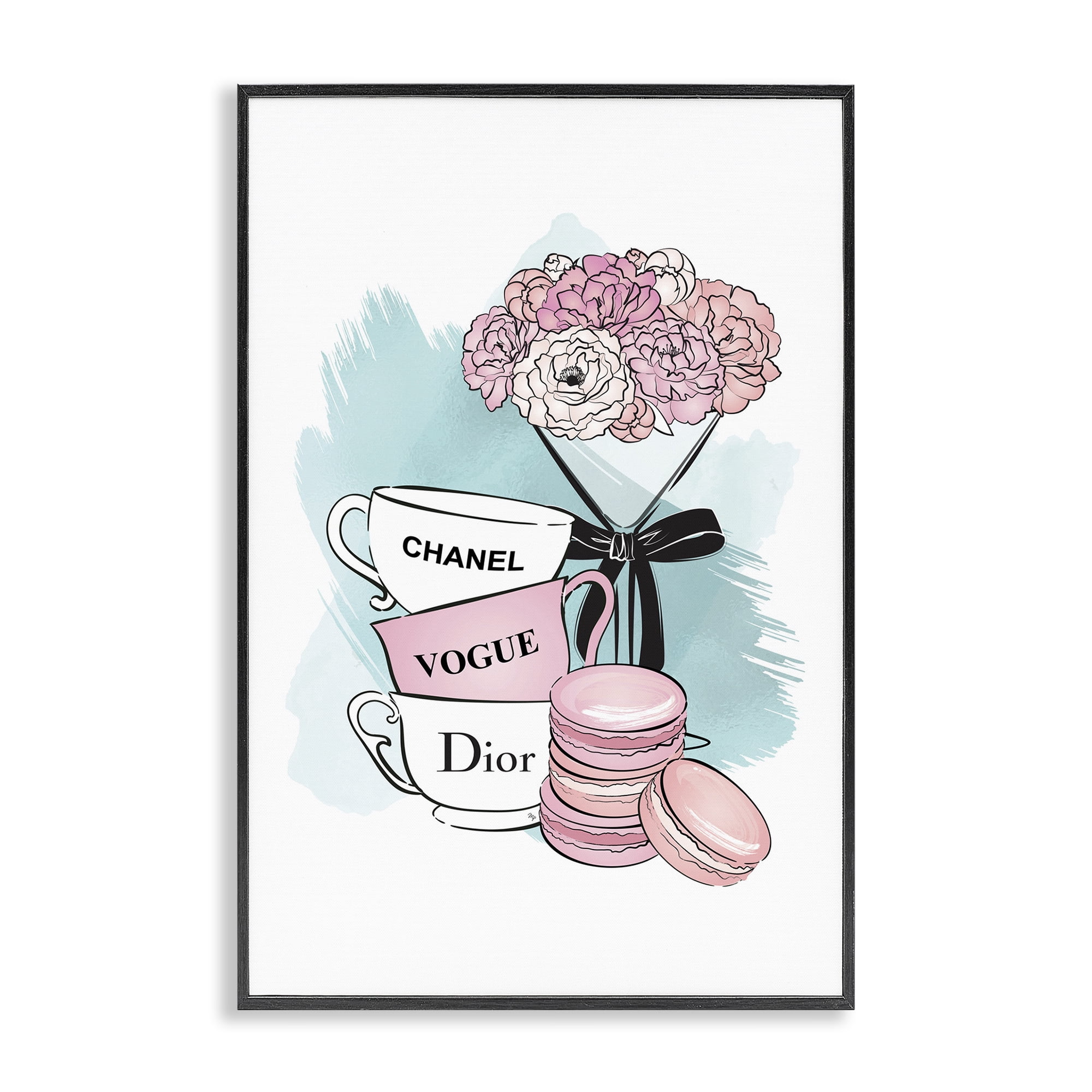 Stupell Industries Fashion Tea Party Food & Beverage Painting Black Framed Art Print Wall Art, 20 x 30