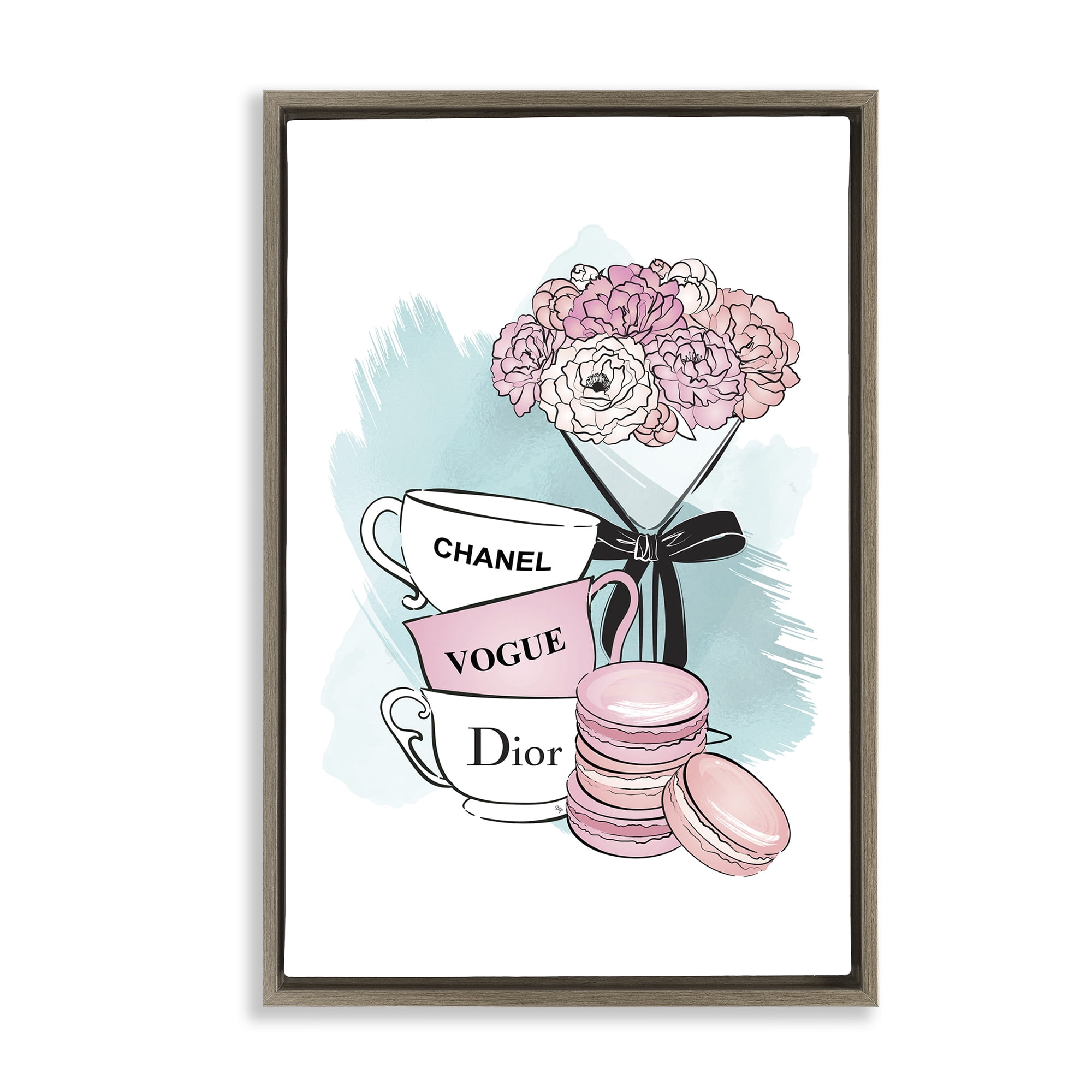 Stupell Industries Fashion Tea Party Food & Beverage Painting Brown Floater Framed Art Print Wall Art, 21 x 31