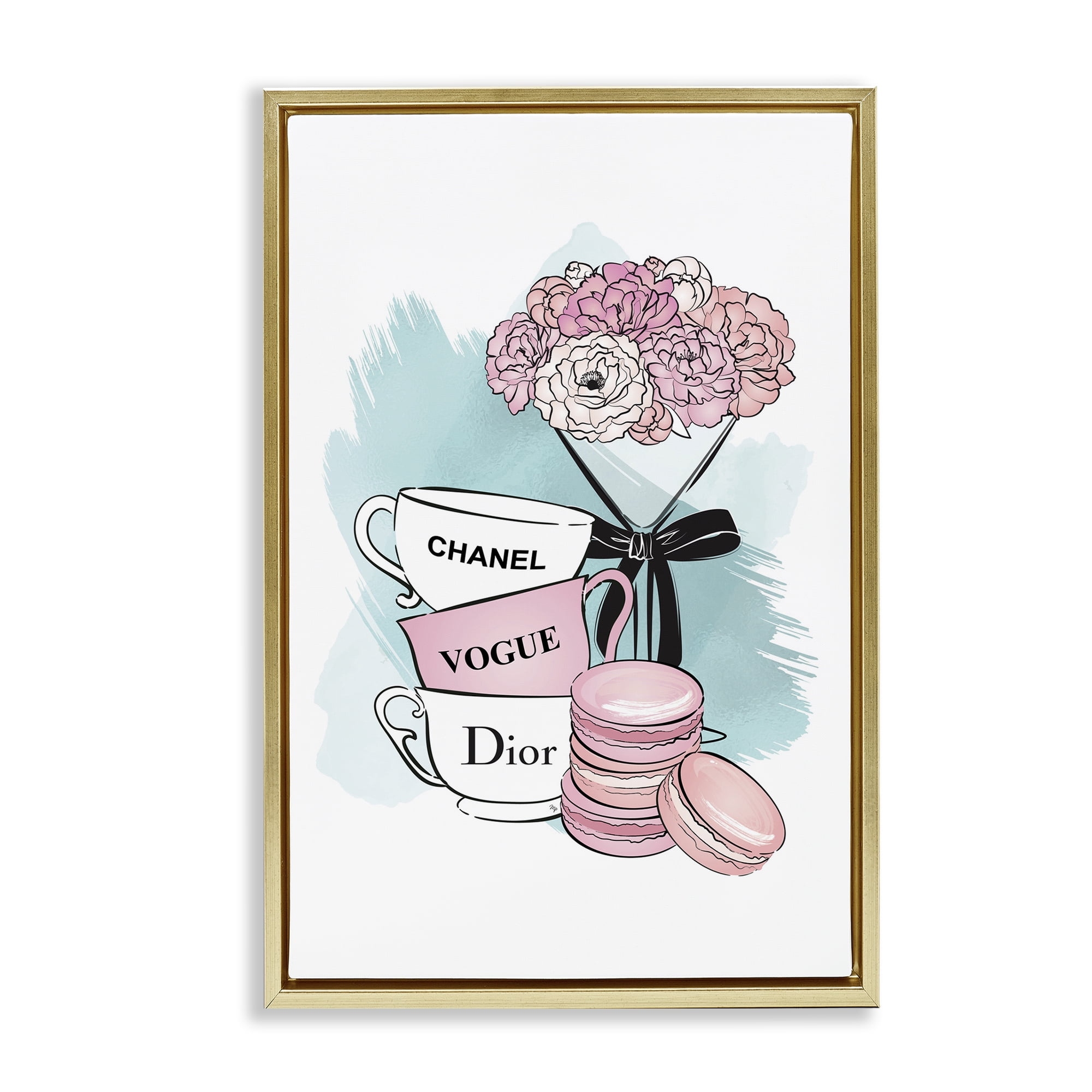 Stupell Industries Fashion Tea Party Food & Beverage Painting Gold Floater Framed Art Print Wall Art, 17 x 25